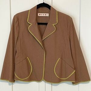 MARNI Vintage Short 100% Cotton Jacket ¾ Sleeve Sz 46 (US 6/8/M)